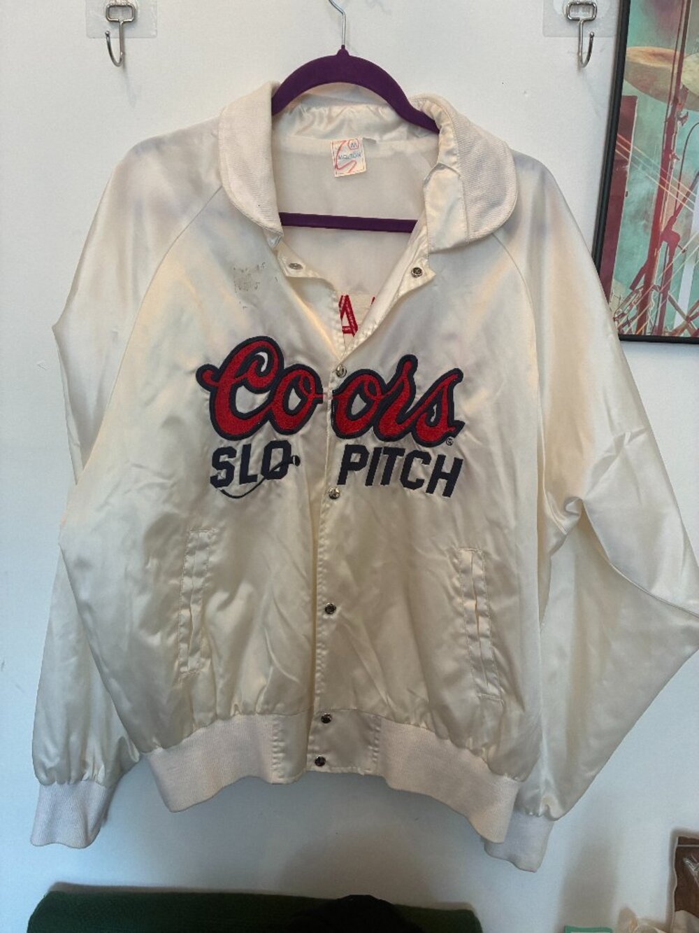 Vintage 90s Coors Molson Slo-Pitch Satin Bomber Jacket 1992 Champions Medium